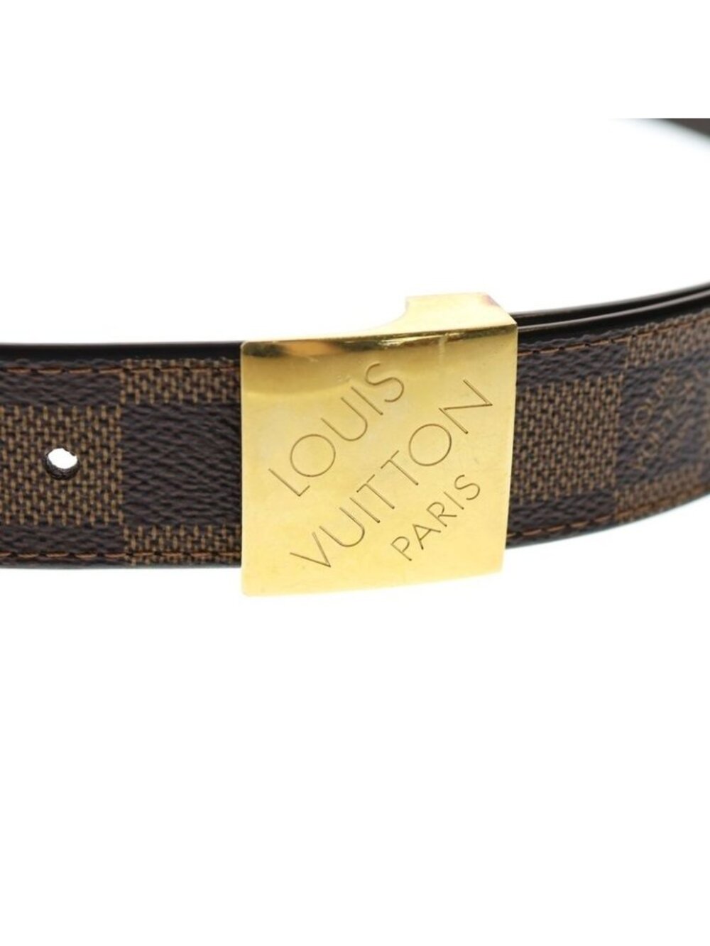 Louis Vuitton Damier Ebene Sainteur Carre Belt Brown M6944 V Gold Hardware - Picture 4 of 6